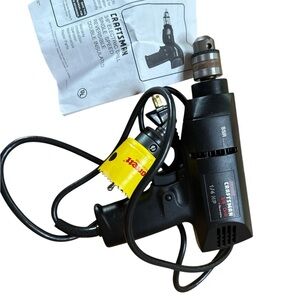 Craftsman 3/8” Electric Drill 315.101410 w/ Box Manual Chuck Key + Starrett Hole